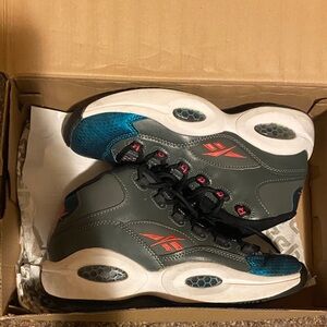 Reebok Gray Sneakers with Blue and Pink Highlights